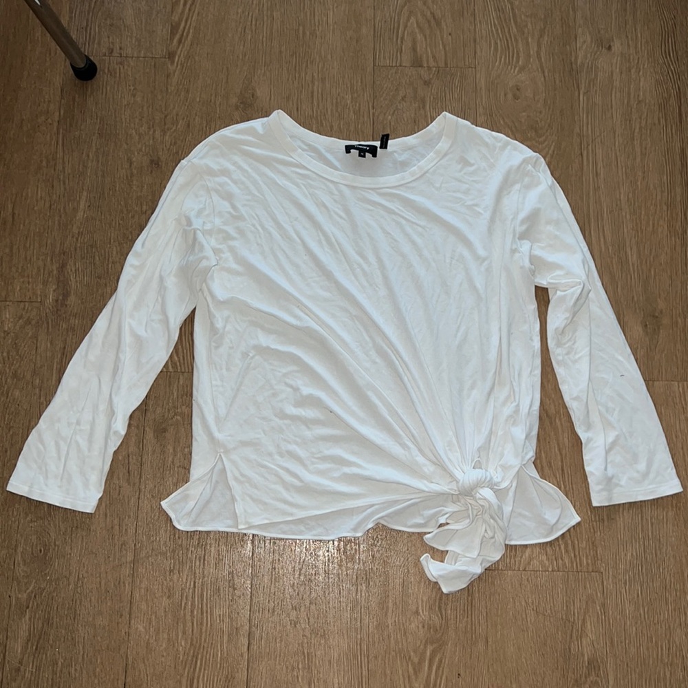 Theory white long-sleeved shirt with tie front
